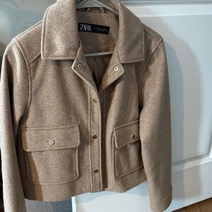 Zara Beige Button-Up Jacket